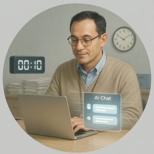 Hombre trabajando con tecnología y tiempo (1)